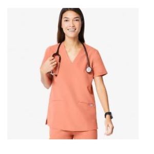 Coral Casma three-pocket scrub top